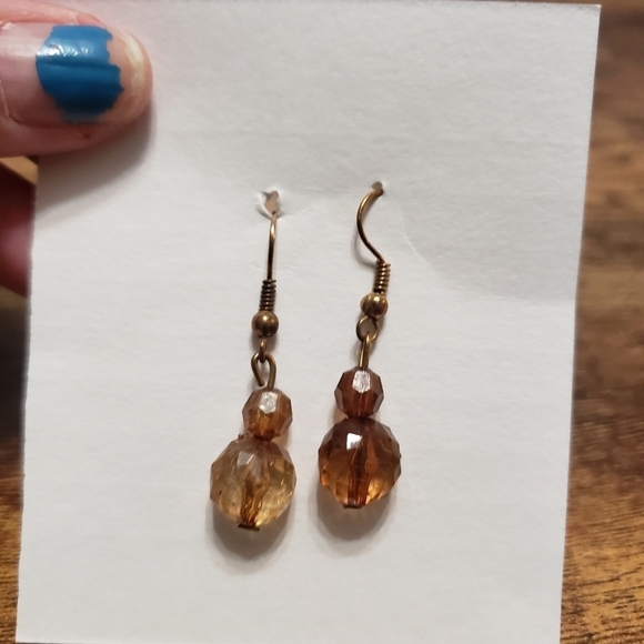brown bead dangling earrings - Picture 2 of 5